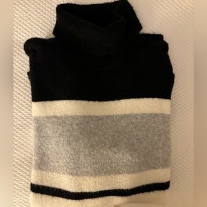 Talbots Ladies Black/Grey/Ivory Turtleneck Sweater - Size L